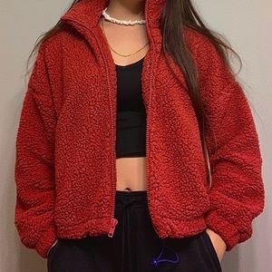orange teddy jacket